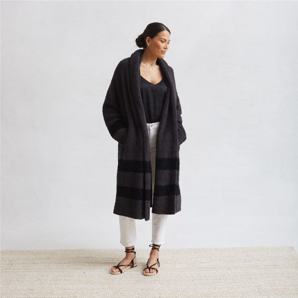 Women's - Shawl Collar Coat - 2-Stripe
